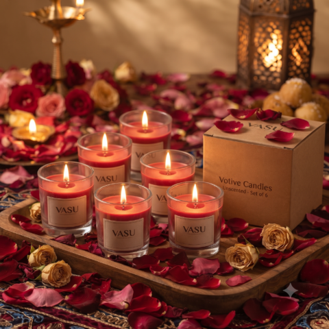 Rose Fragrance Votive Candle - Pack of 6